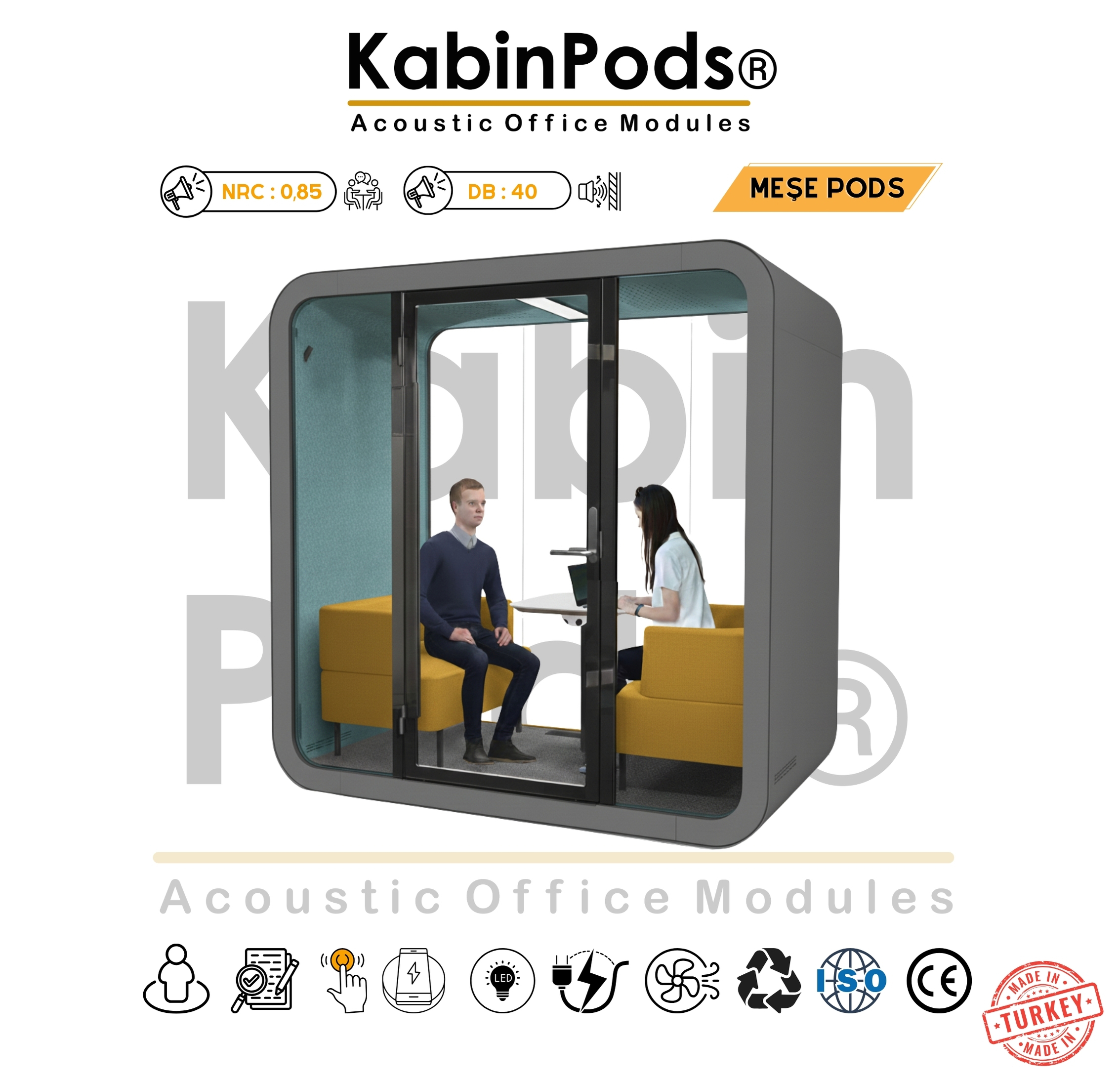 Meşe Toplantı Kabini iç mekân